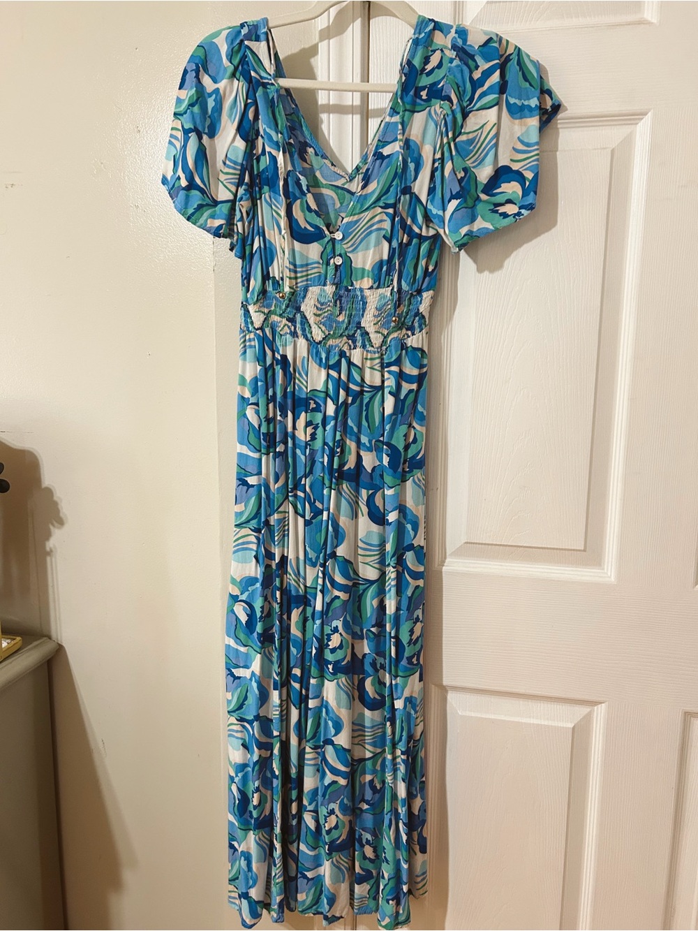 Blue & Teal Floral Maxi Dress